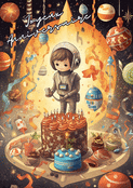 Joyeux anniversaire spatial avec un astronaute